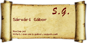 Sárvári Gábor névjegykártya
