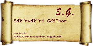 Sárvári Gábor névjegykártya